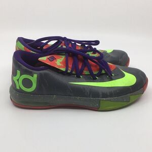 Nike KD 6 VII energy Kevin Durant gray neon green Size kids 4 Youth